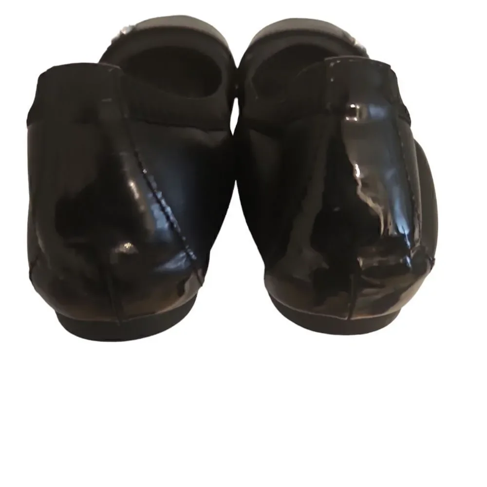 Coach Black Leather Streachable Elastic Slip On Ballet Flat Shoes 5